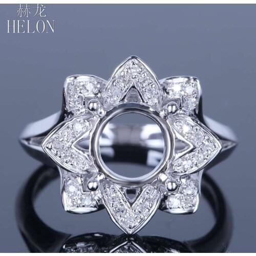 HELON Round 8mm Sterling Silver 925 VVS/DEF Lab Grown Diamond Moissanite Women Fine Jewelry Semi Mount Engagement Wedding Ring