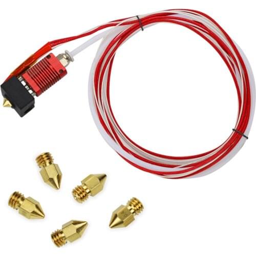 6pcs Extruder Hotend 0.4mm MK8 Nozzle Kit with 24V 40W PTFE Tubing for Creality Ender 3/Ender 3 Pro 3D Printer Parts