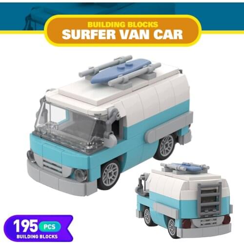 MOC Technical Car Surfer Van Car Building Blocks Set Retro Minibus Bricks Idea Assemble Coach Vehicle Game Toy For Children Gift