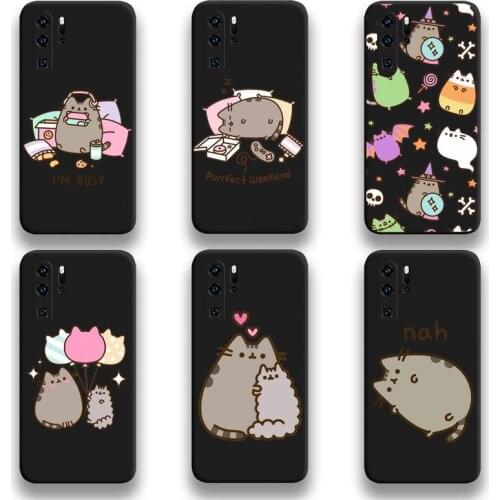 Cute Cartoon Cat Pusheens Phone Case For Huawei P20 P30 P40 lite E Pro Mate 40 30 20 Pro P Smart 2020