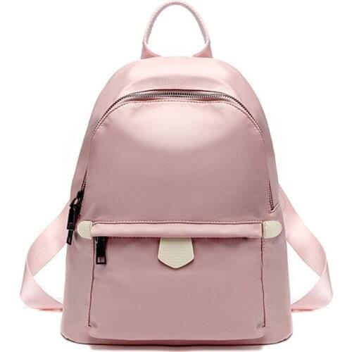 Fashion Solid Color Small Womens Backpack Shoulder Bags for Teenager Girl Daypacks Waterproof Nylon Casual Travel Versatile Bag