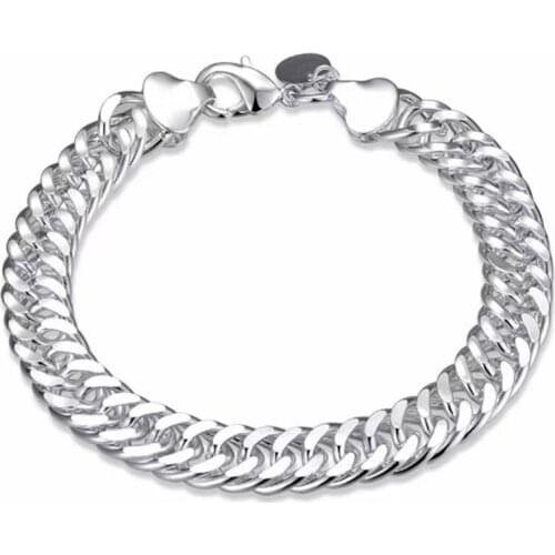 Male Fashion Punk Bracelet Minimalist Silver Plated Jewelry 20cm Chain Creative Twist Design Mens Party Hip Hop Accessories