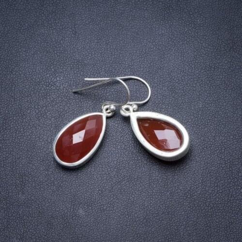 Natural Carnelian Handmade Unique 925 Sterling Silver Earrings 1.25" Y2462