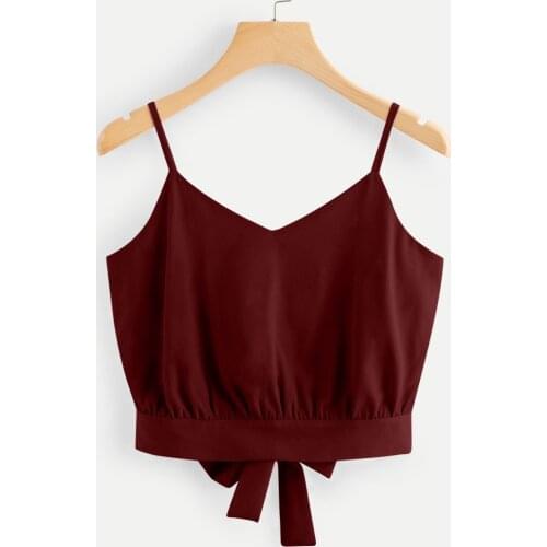 Cropped Tops High Quality Self Tie Back V Neck Floral Print Crop Cami Camisole Tank Tops Summer Tops For Women#hy