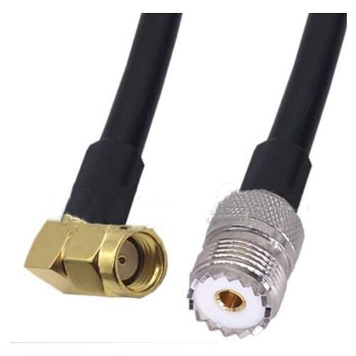 RG58 Cable RP-SMA Male To UHF PL-259 SO-239 Female Jack Right angle Pigtail RG58 Jumper Cable