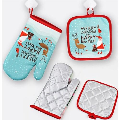 Christmas Baking Gloves Christmas Decoration for Home Christmas 2020 Navidad Ornament Gift New Year 2021 Noel Xmas Oven Gloves