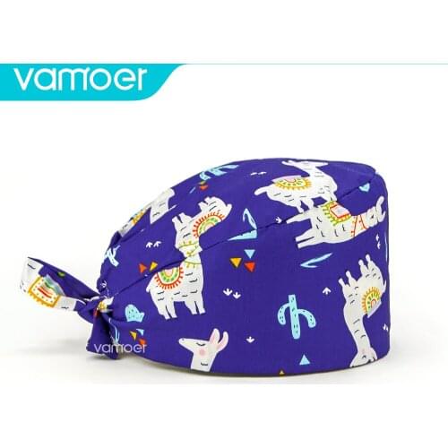 Operation hat Nurse Hat Fashionable Temperament Cotton Adjustable Bandage Multiple Styles Print Leisure Stand-Ear Protection Hat