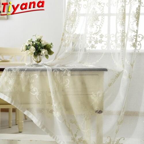 3D embroidery cotton linen fabric pure white Tulle Curtain sheer curtain translucidus Tulle curtain Eyelets Rod Pocket WP014 *15