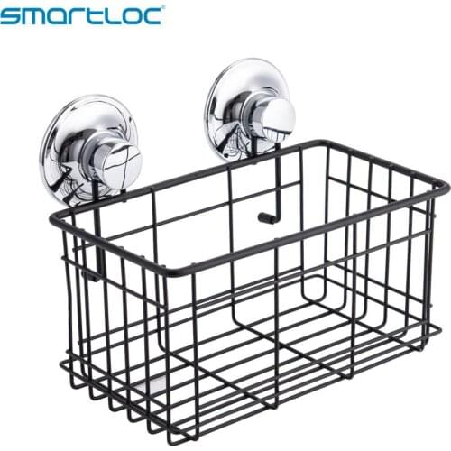 Smartloc Vacuum Suction Iron Wall Mounted Bath Rack Bathroom Accessories Organizer Bath Shower Storage Container