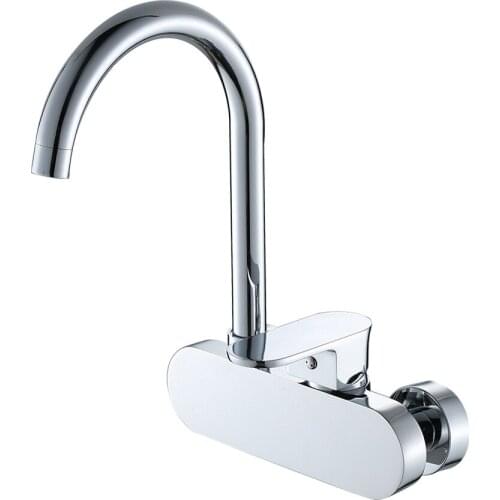 Kitchen Top quality basin wall mounted hot and cold water mix taps bathroom single handle chromed brass faucets bathroom access