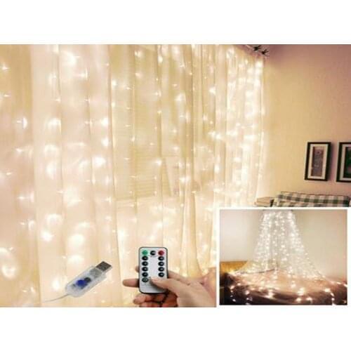 3M LED Fairy Lights Garland Led Festoon Curtain Lamp Remote Control USB Curtains String Lights Christmas Decoration for Home