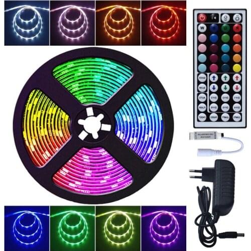 LED Strip Light RGB 5050 SMD Flexible Ribbon Luces Led Lights Strip RGB Tape Diode 12V Bluetooth WiFi IR Remote Control Adapter