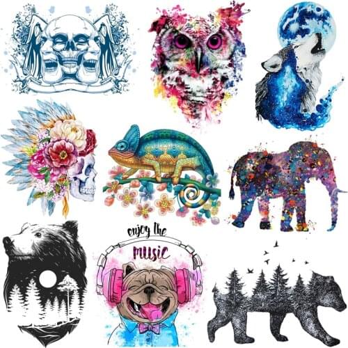 Prajna Animal Thermal Transfer Patch Cartoon Heat Transfers Vinyl Applique on Clothes Iron on Transfers for Clothing Stickers