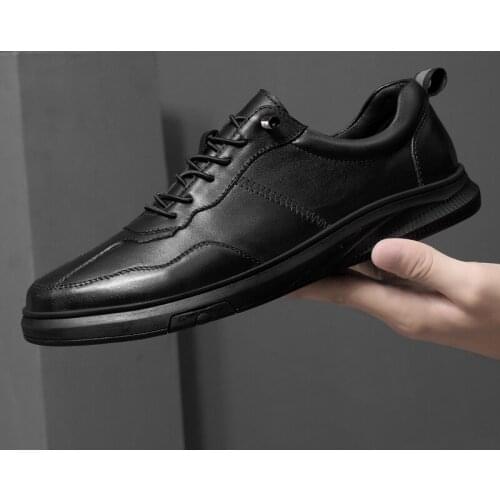 Mens Low-top Casual Shoes Breathable Genuine Leather Loafers Comfortable Flat Shoes Lazy Driving Shoes Formal Office Shoes