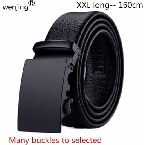 WJb3 Men full grain leather look design fashion genuine leather ratchet buckle plus size 160cm dress leatherbelt
