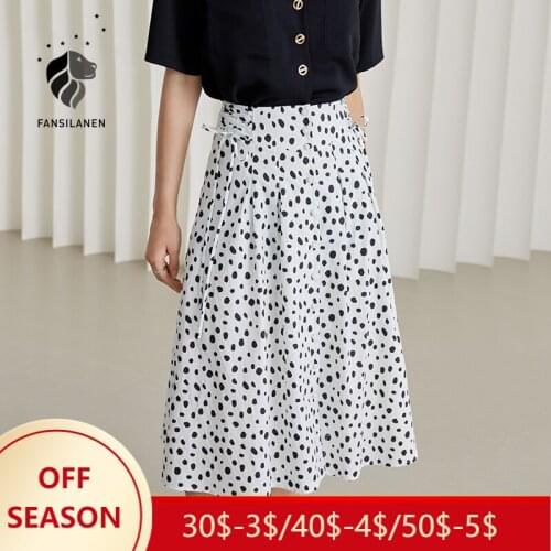FANSILANEN Office Lady Polka Dot High Waist Retro Skirt Female Summer New High Waist Thin French Style Retro Design Women Skirt