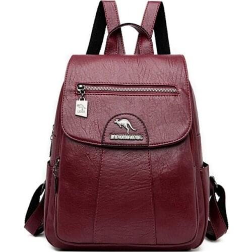 2020 Women Leather Backpacks High Quality Female Vintage Backpack For Girls School Bag Travel Bagpack Ladies Sac A Dos Back Pack