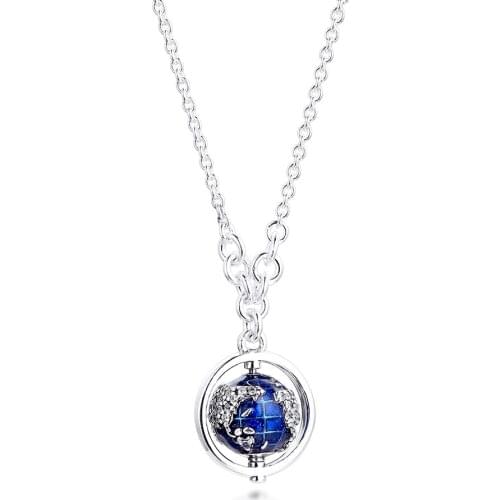 2021 Valentines Day China Exclusive Spinning Globe Necklace 925 Sterling Silver Jewelry Necklace For Woman Elegant Fashion