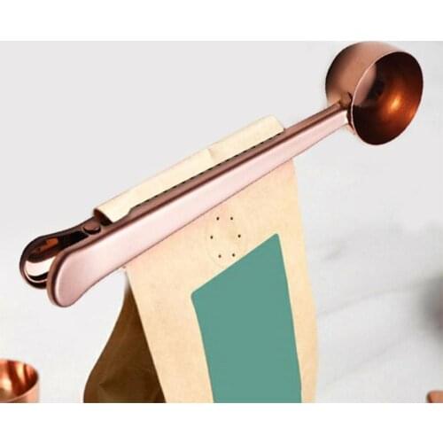 1PC Coffee Scoop With Clip Stainless Steel Tea Coffee Measuring Cup Coffee Scoop Spoon Coffee Tool Drinking Accessories