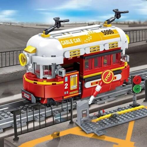 361pcs Little Train Building Cable Car Move and Turn Blocks Technological Figures DIY Assembly Bricks Educational Toys For Kids