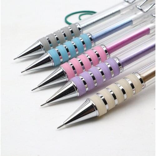 5Pcs High Quality Mechanical Pencil 0.5~0.7mm Metal+Spring Swing Output The Refill Drawing Automatic Pencil Send 2 Pencil Lead