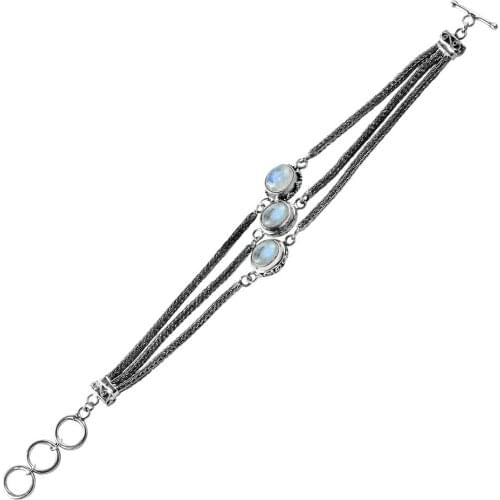 925 Sterling Silver Moon Stone Bracelet
