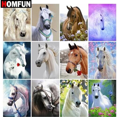 HOMFUN Full Square/Round Drill 5D DIY Diamond Painting "Animal horse scene" Embroidery Cross Stitch 5D Home Decor Gift
