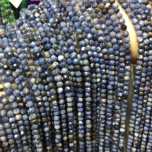 Genuine No Dye Natural Blue Sapphires 2mm Faceted Round Loose Fashion Stone Beads for Jewelry Making Design Diy Woman Necklace
