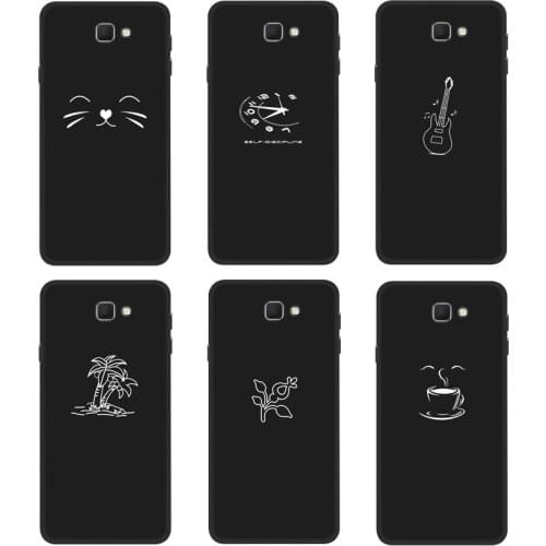 Case For Samsung Galaxy J7 Prime 2 Phone Case Back Cover Black Softness Silicone Bumper With White Color Printing