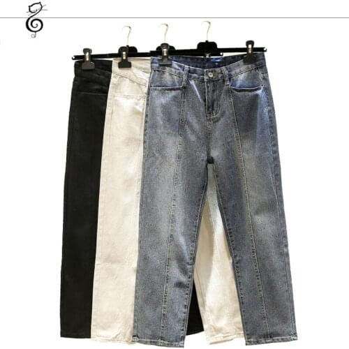 Vintage ladies boyfriend jeans C for women Female high waisted jeans blue casual pencil trousers korean streetwear denim pants