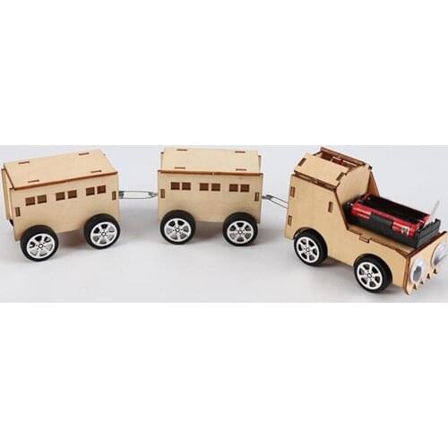 Electric Wooden Train Puzzle Construction Kit DIY Assembling 3D Model Science experiment Early Learning Aids Educational Toys