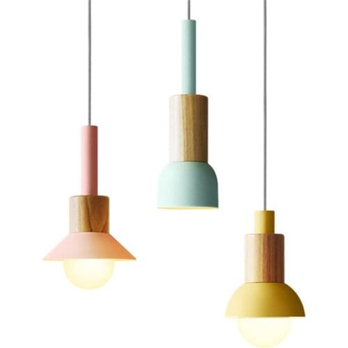 Flashlight Iron Macaron Pendant Lights Nordic Modern Kids Room Study Lighting Bedroom Bedside Hanging Lamps Restaurant Fixtures