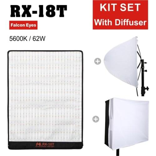 Free DHL Falcon Eyes 62W Photo Light Portable LED Photo Light 504pcs Flexible LED Photo Light RX-18T with Diffuser