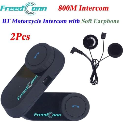 Freedconn 2PCS Original T-COMVB BT Bluetooth Motorcycle Helmet Intercom Interphone Headset with FM Radio Moto Interphone