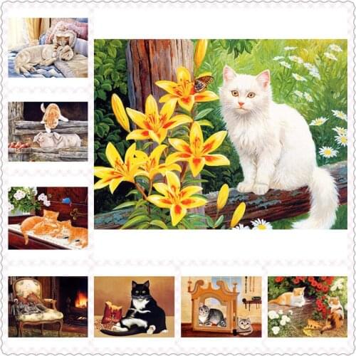 Hot 5d mosaic diamond painting cat and dog cross stitch diamond embroidery Animal icons full square/round rhinestones WG620