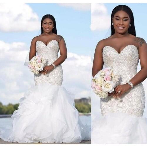 Beautiful Beading Luxury Mermaid Wedding Dresses Bridal Gown Africa New Off Shoulder Custom Made Crystal Wedding Dresses