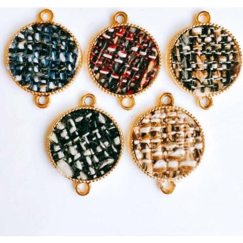 Round Wool Stuff Spacer Double Ring Pendant Necklace Supplies for Jewelry Making Earring Accessories Components 4pcs KP2053