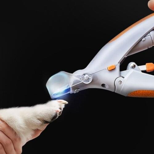 Pet Cat Nail Clipper LED Lighting Trimming Cats Dogs Nails Claws 5X Magnification Doubles as a Nail Trapper Safety cat supplies