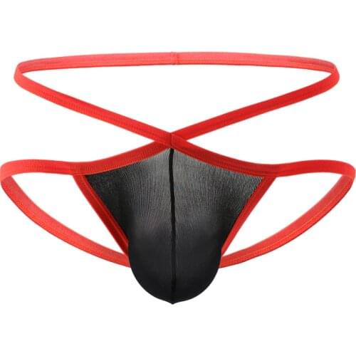 Mens G-String Thongs Transparent Jockstraps Sexy Gay Underwear Man Panties Low Rise Bulge Pouch Penis Erotic Lingeries Solid