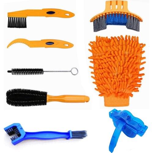 8pcs/Set Bicycle Chain Cleaner Scrubber Brush Set Cycling Cleaning Kit MTB Mountain Bike Wash Cleaning Tool Bicycle Repair Tools