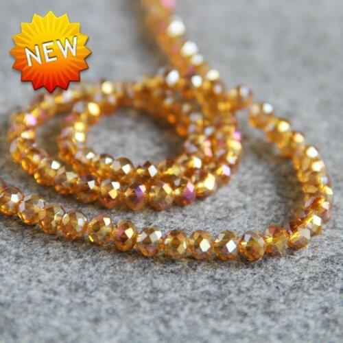New 4x6mm Faceted GoldColor Glass Crystal Semi Finished Stones Balls Gifts Bead Loose 100pcs DIY Jewelry Making Design Wholesale