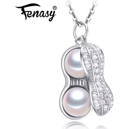 FENASY Pearl Pendant Necklace For Women Natural Freshwater Pearl Pendants necklaces Custom Trendy Peanut Pendant