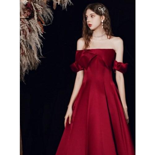 Bride Toast Clothing Sexy Backless Burgundy Lacing Up Prom Dresses Women Long A-line Evening Party Gown Vestido de Festa
