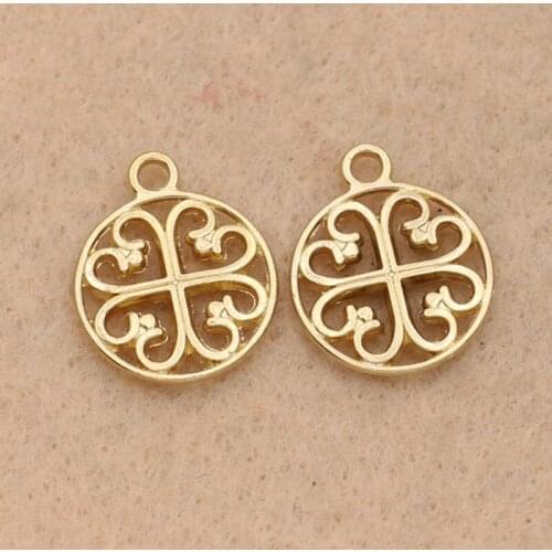 10pcs Gold Color Round Flower Charms Pendants for Jewelry Making Diy Bracelet Jewelry Findings Accessories 14mm