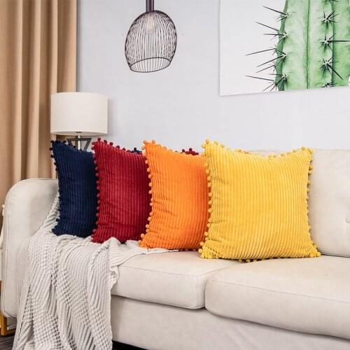 Simple corduroy pillow living room sofa cushion bedside pillow back office waist pillow cover