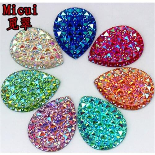 Micui 20PCS 30*40MM Newest AB Clear Drop Resin Rhinestones Crystal Flatback Beads Crafts Scrapbooking Clothing Accessories ZZ523