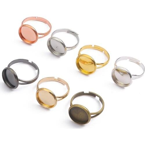 10pcs/lot Adjustable Blank Ring Base Settings Tray Diy Jewelry Making Ring Fit Dia 10/12/14/16/18/20/25mm Glass Cabochons Cameo