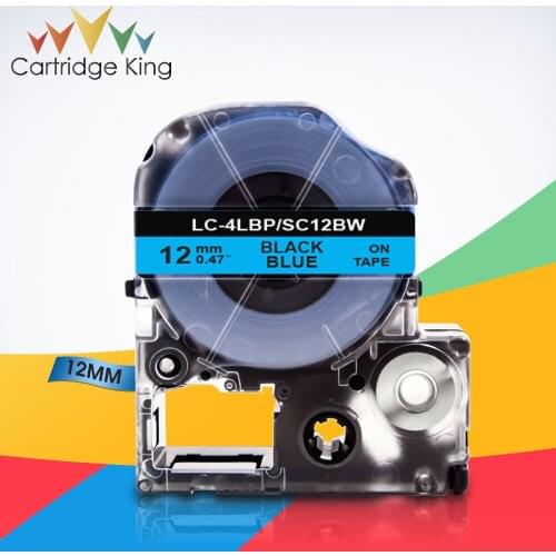 SC12BW LC-4LBP Black on Blue 1/2" 12mm Labeling Tape for Epson LabelWorks LW-300 LW-300L LW-C410 King Jim TepraPro Label Print