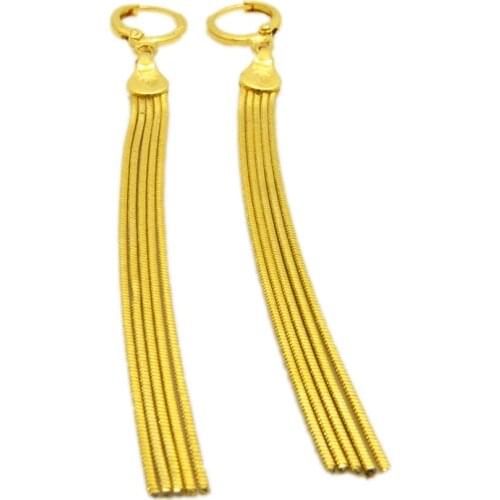 Tassel Earrings Yellow Gold Filled Sexy Womens Long Dangle Earrings
