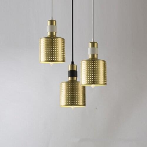 Golden Led Pendant Lights Restaurant Living Room Bar Bathroom Coffee Shop Porch Parlor Foyer Hanging Light Electroplated Lamps